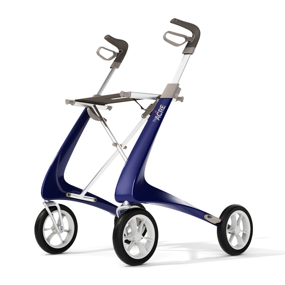 A blue 'byACRE Carbon Ultralight' rollator