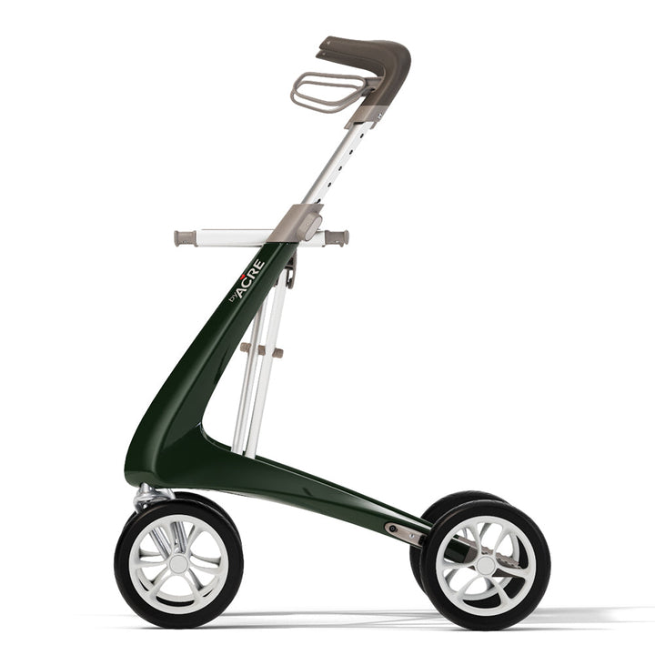 A green 'byACRE Ultralight' rollator