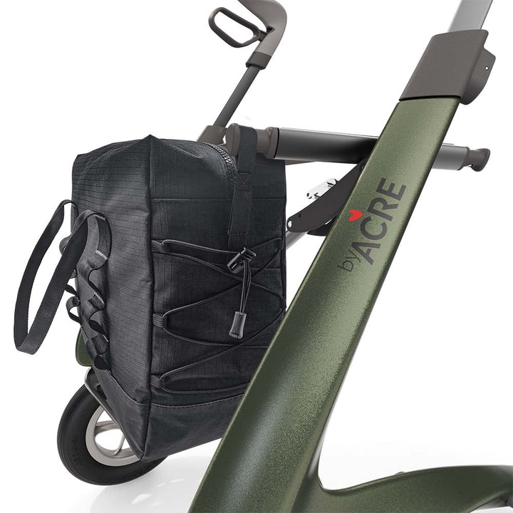 Close up of a 'byACRE Daypack' on a 'byACRE Overland' rollator