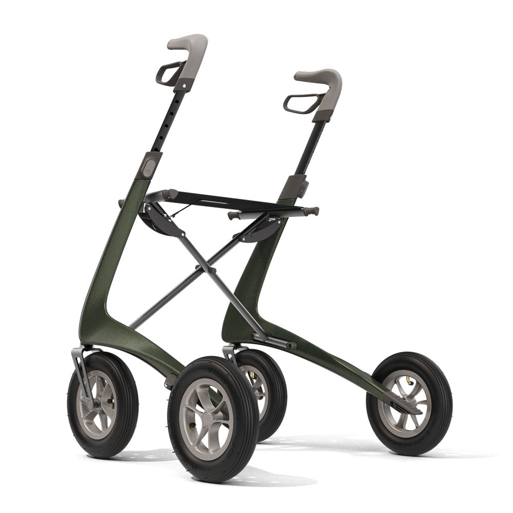 The green 'byACRE Carbon Overland' walker on a white background, left rear side.