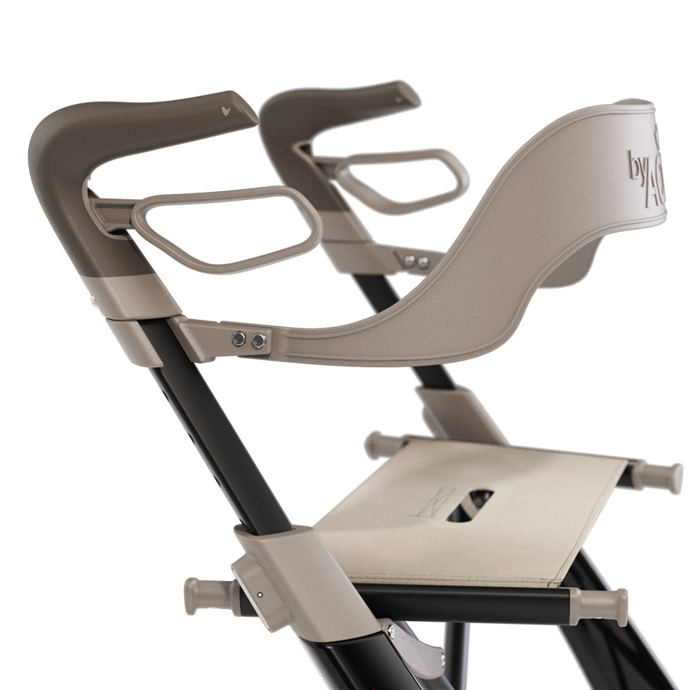 Close up of a 'byACRE Carbon Ultralight' rollator backrest