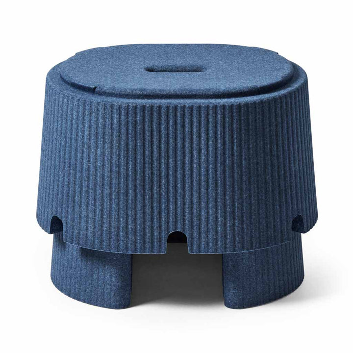 Blue textured stool on a white background