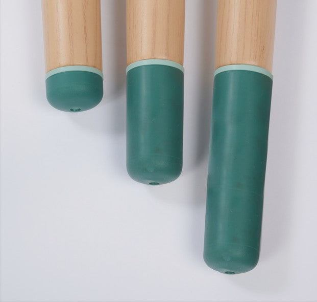 Three different feet heights for the Spryly bathroom furniture range on a white background