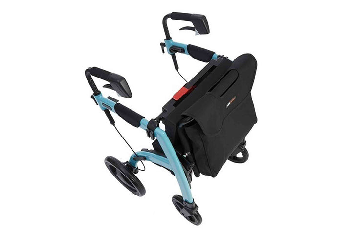 A Rollz Motion rollator with the '3-in-1' wheelchair package attached