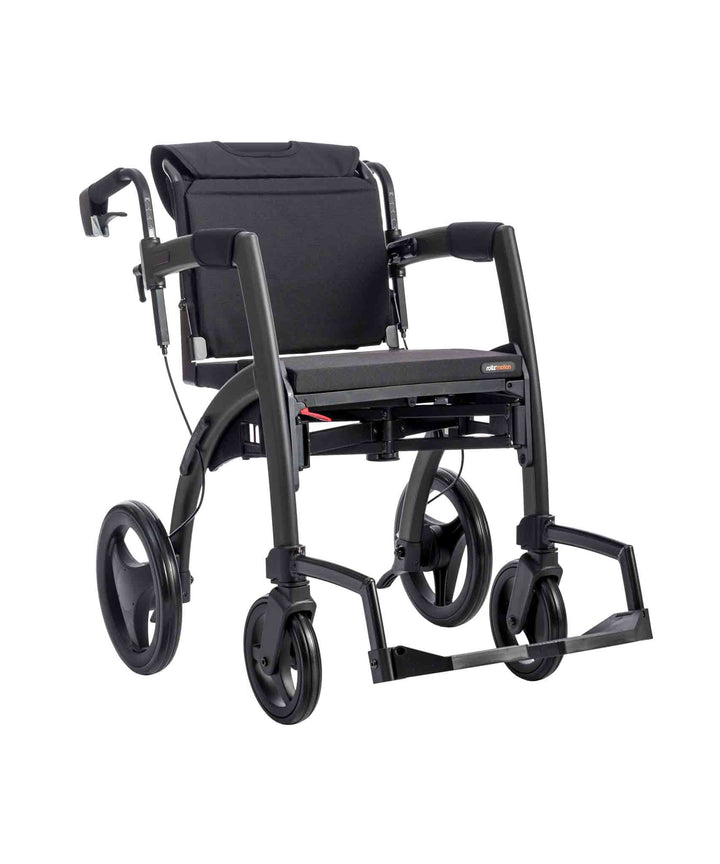  A black Rollz Motion wheelchair on a white background